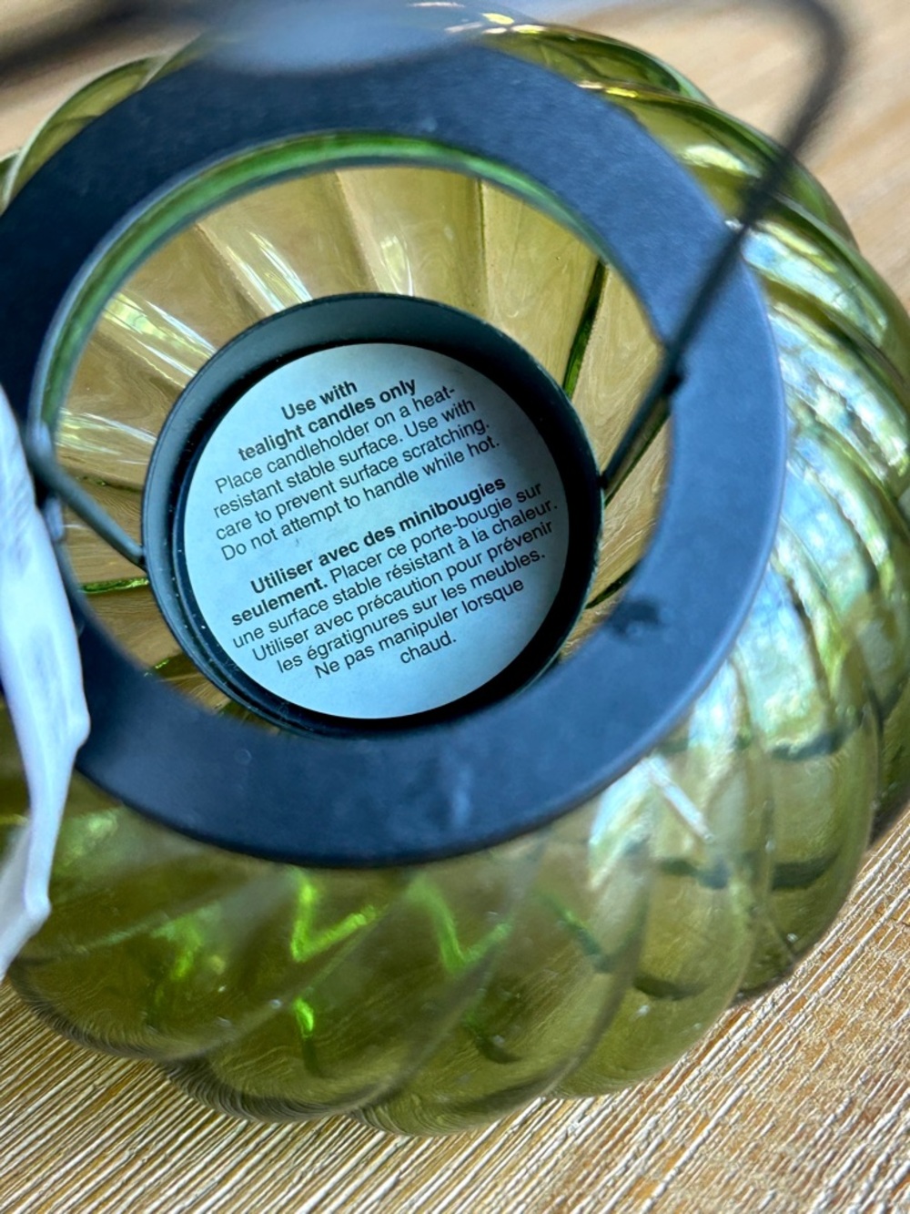 Pier 1 hand-blown, fluted glass, hanging tea light candle holders, NWT - Picture 6 of 6